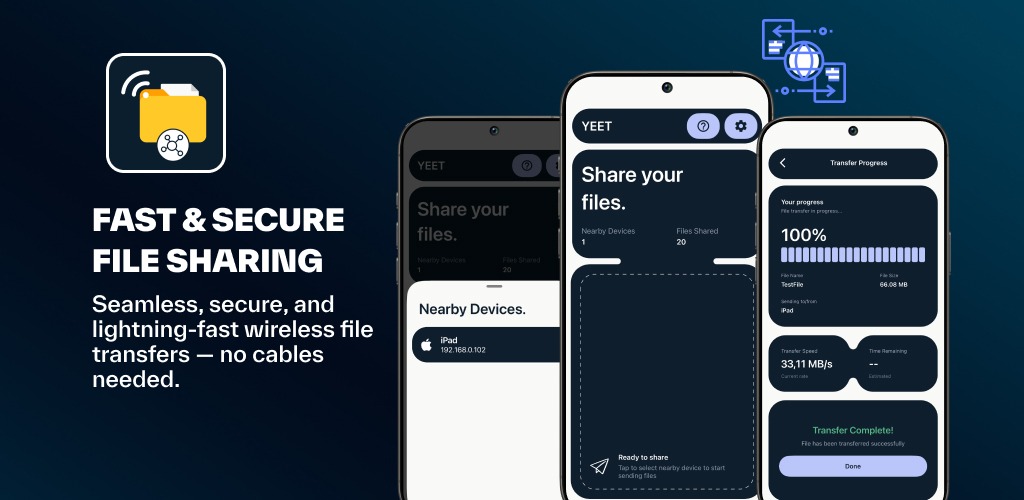 Yeet running across iPhone, sharing files in one tap with real-time progress
